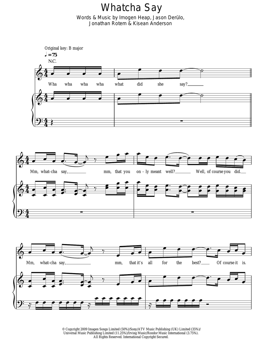 Whatcha Say Acoustic Guitar scores gallery preview page 1