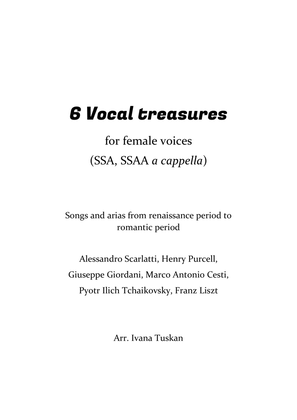 Book cover for 6 Vocal Treasures for female voices (SSA, SSAA)