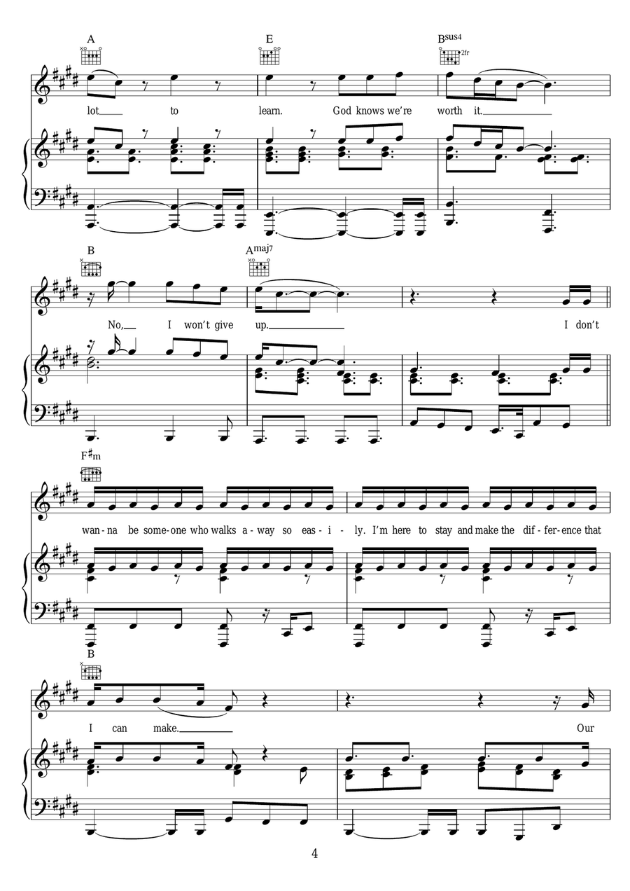 I Won't Give Up Acoustic Guitar scores gallery preview page 4
