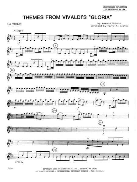 Themes From Vivaldi's Gloria - 1st Violin