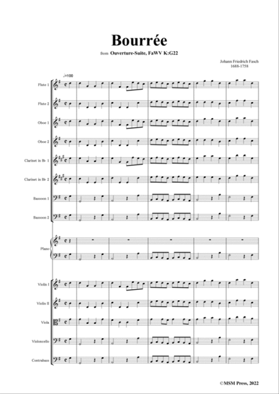 J. F. Fasch-Bourrée,FaWV K:G22 No.5,from 'Ouverture-Suite,in G Major,FaWV K:G22' Clarinet scores gallery preview page 3