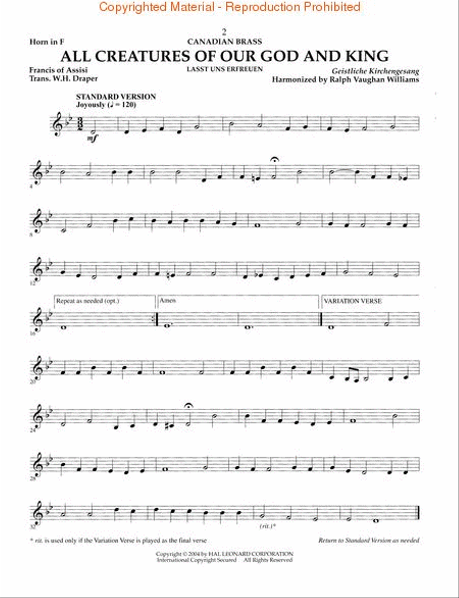 The Canadian Brass – 15 Favorite Hymns – French Horn Brass Quintet scores gallery preview page 2