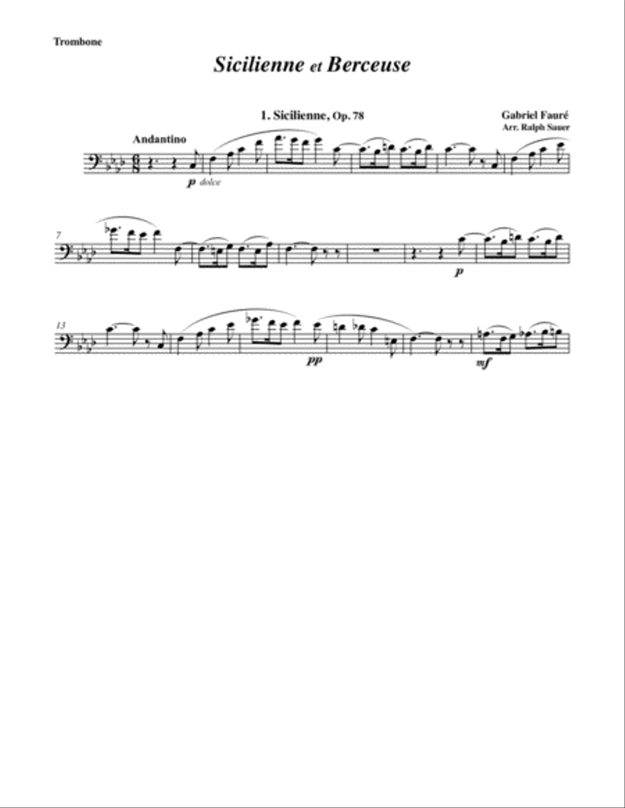 Two Pieces - Sicilienne and Berceuse for Trombone & Piano Piano Accompaniment scores gallery preview page 2