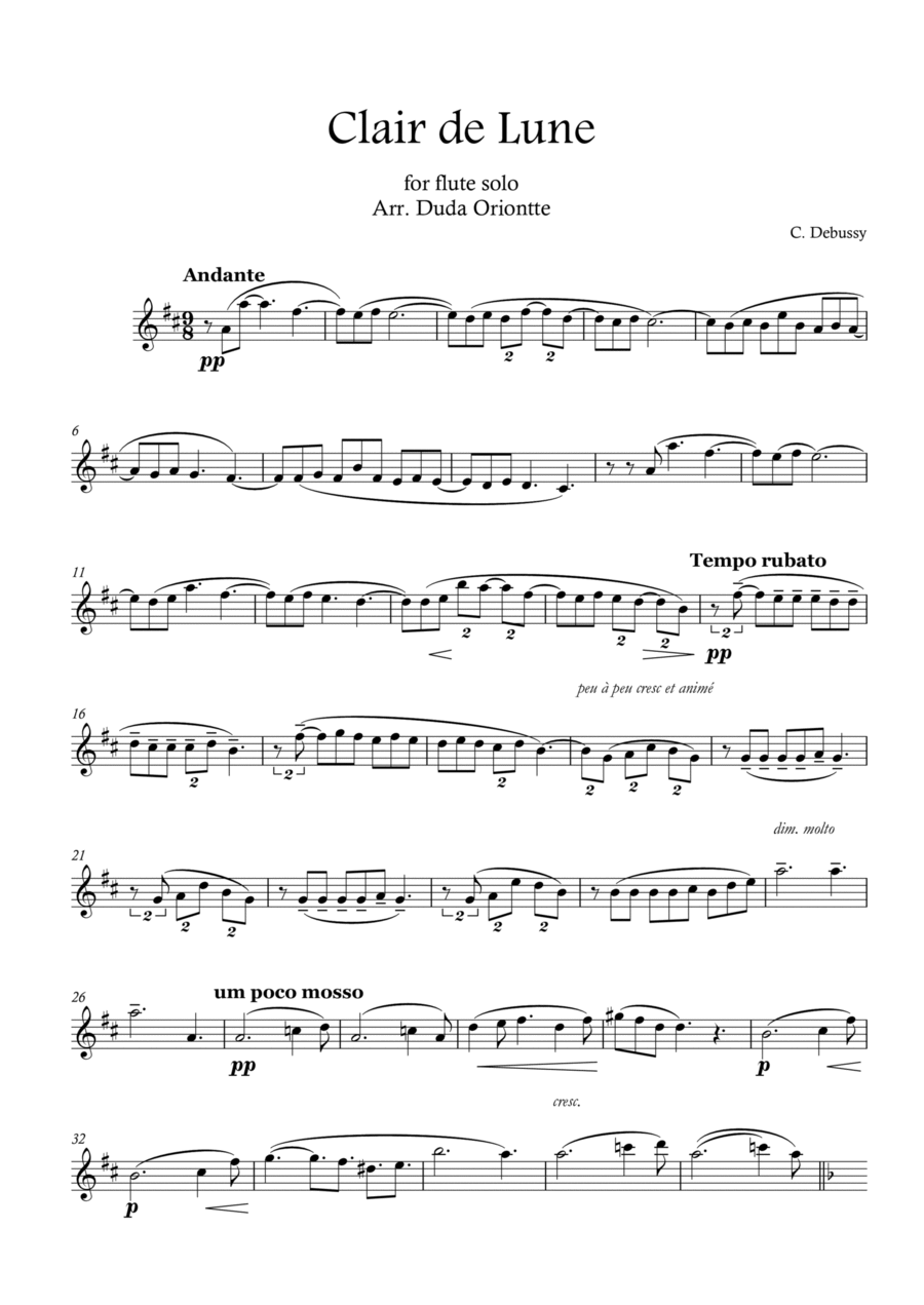 Clair de Lune (Flute SOLO) Flute Solo scores gallery preview page 1