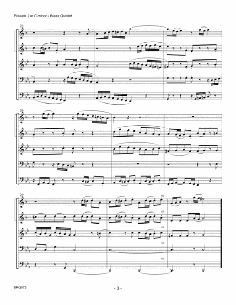 FUGUE #2 IN C MINOR (J.S. Bach) for BRASS QUINTET Brass Quintet scores gallery preview page 3