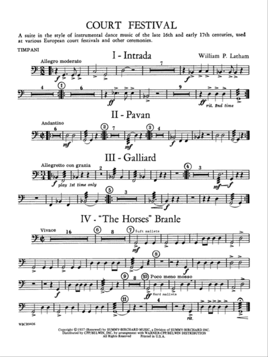 Court Festival (Suite for Concert Band): Timpani Concert Band scores gallery preview page 1
