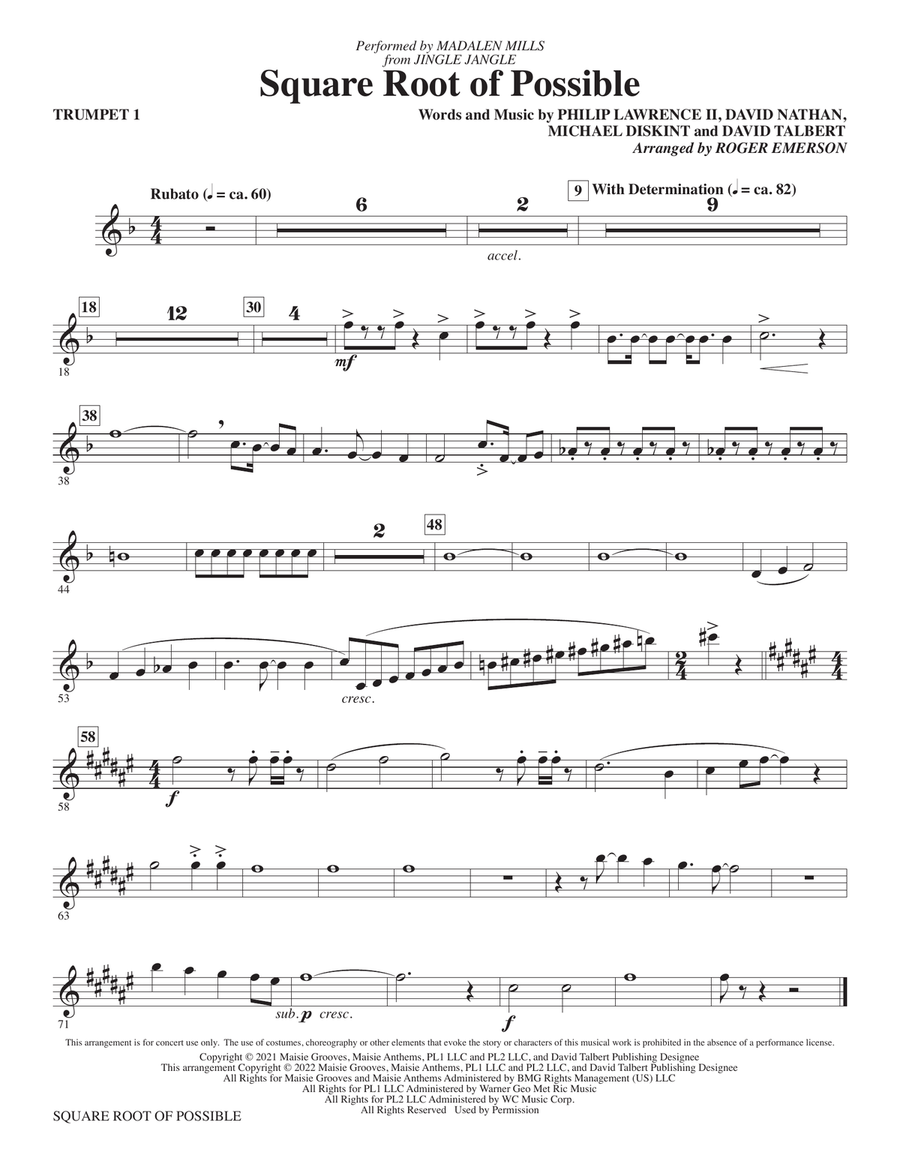 Square Root of Possible (from Jingle Jangle) (arr. Roger Emerson) - Trumpet 1