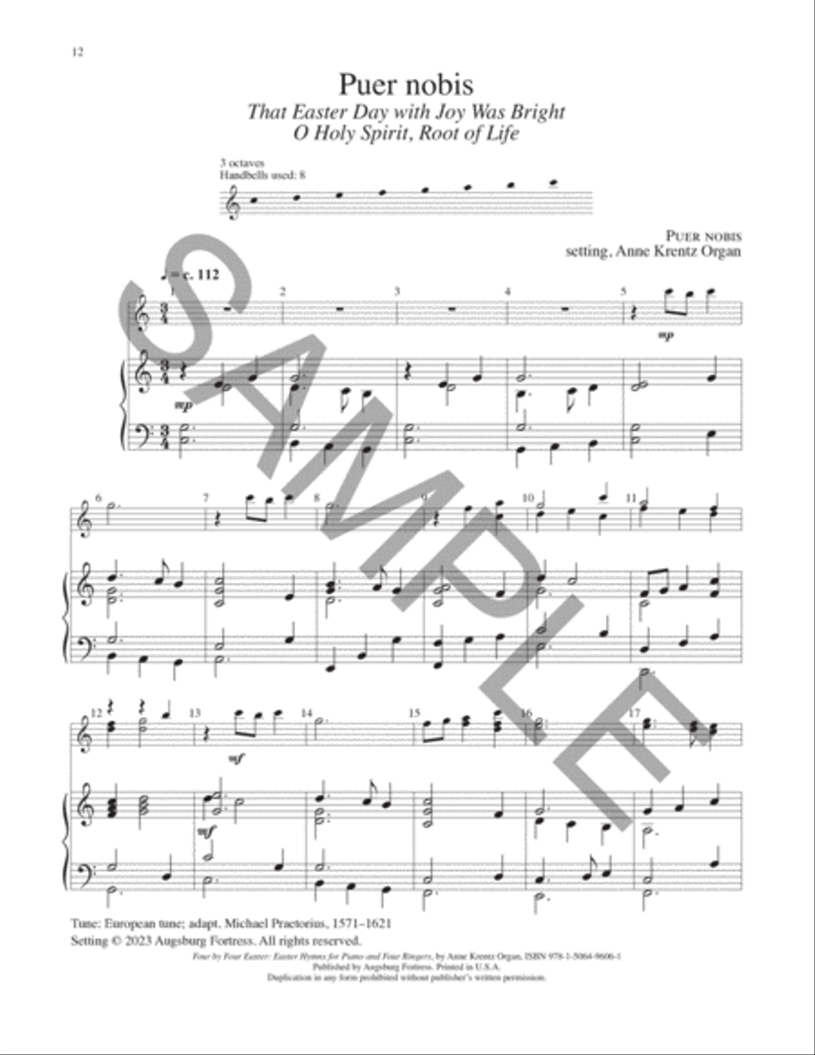 Four by Four Easter: Easter Hymns for Piano and Four Ringers Handbell Choir scores gallery preview page 7