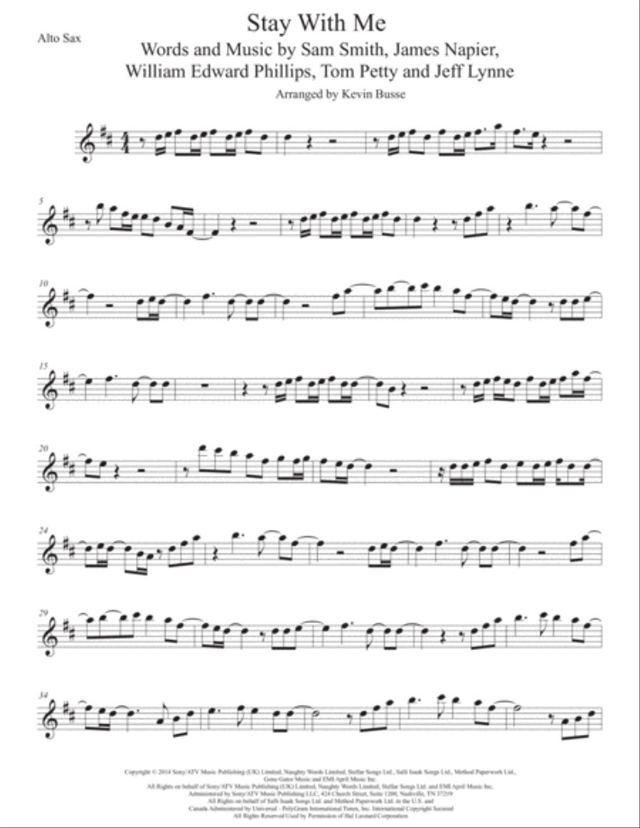 Stay With Me Alto Saxophone scores gallery preview page 1