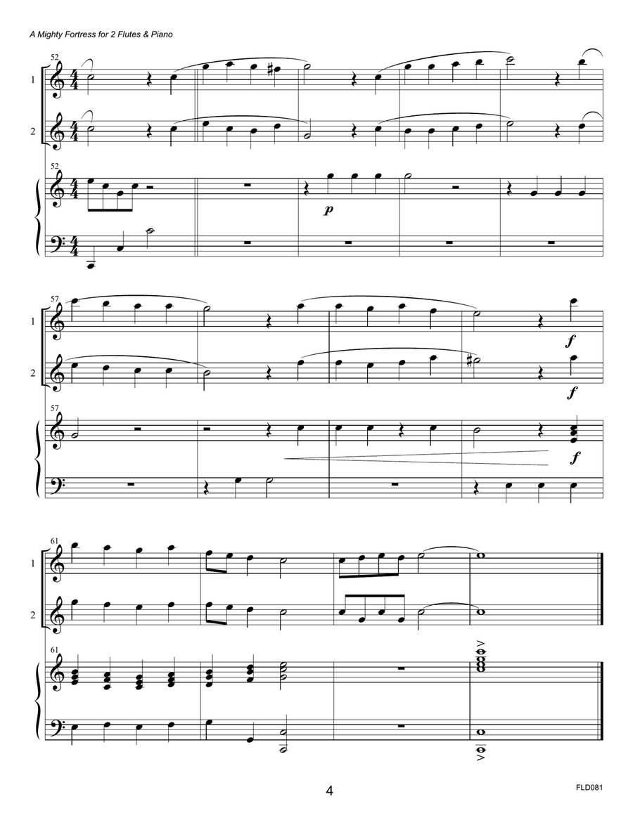 A MIGHTY FORTRESS - FLUTE DUET with Piano Accompaniment Flute Duet scores gallery preview page 4