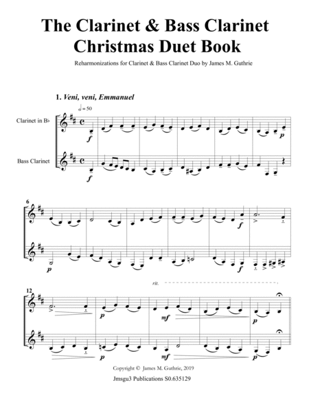 The Clarinet & Bass Clarinet Christmas Duet Book image number null