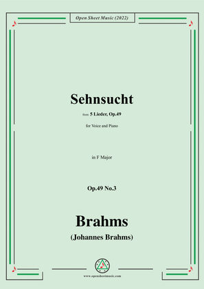 Book cover for Brahms-Sehnsucht,Op.49 No.3 in F Major