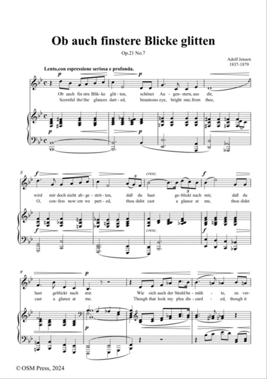 A. Jensen-Ob auch finstere Blicke glitten,in B flat Major,Op.21 No.7 Voice scores gallery preview page 2