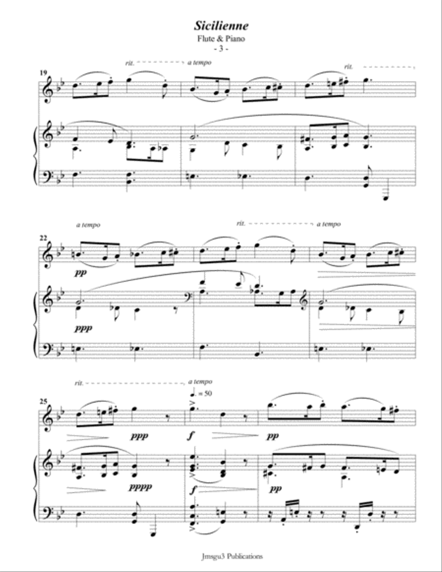 Fauré: Sicilienne for Flute & Piano Fauré: Sicilienne for Flute & Piano Flute Solo scores gallery preview page 4