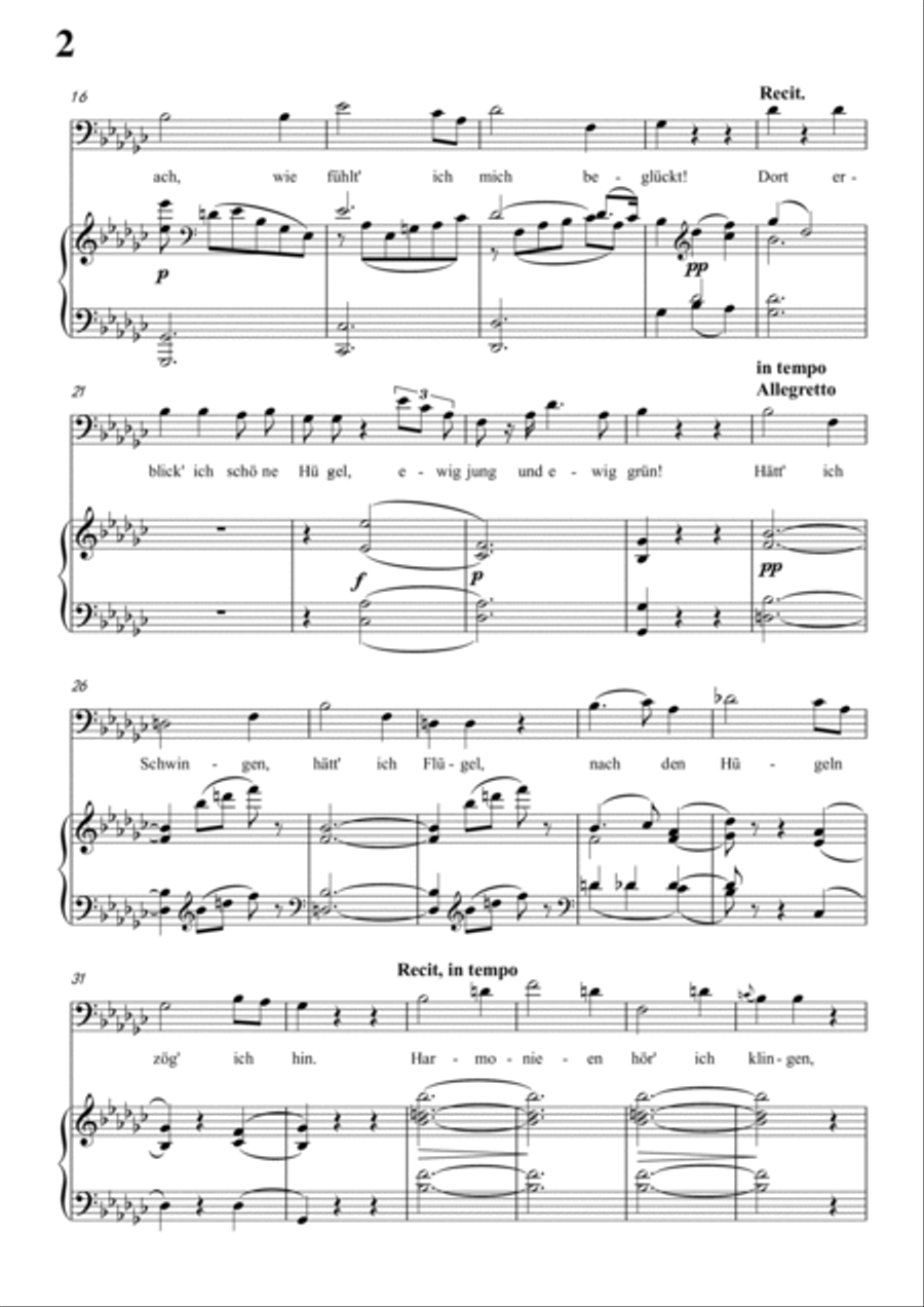 Schubert-Sehnsucht,D.52 in bG for Vocal and Piano Voice scores gallery preview page 3