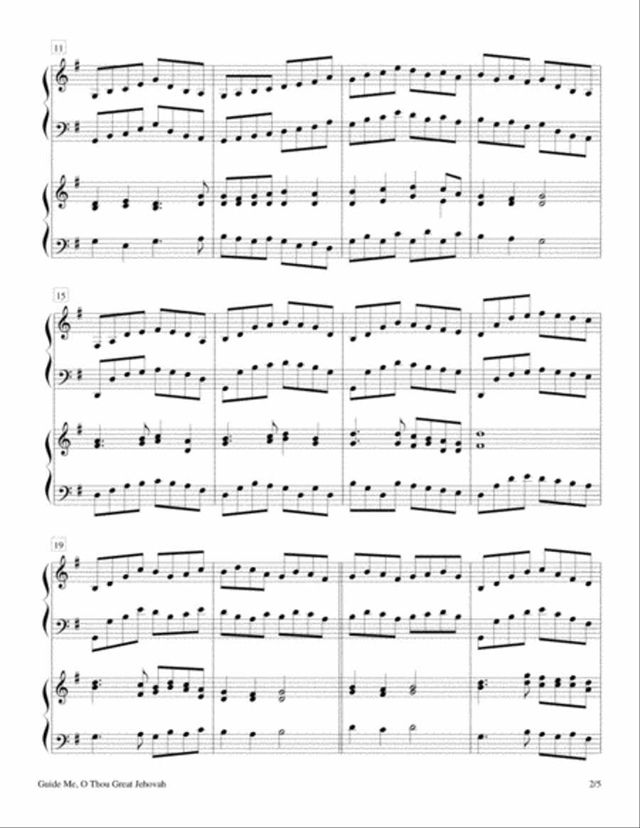 Guide Me, O Thou Great Jehovah (2 Pianos, 4 Hands Duet) 2 Pianos, 4-Hands scores gallery preview page 2