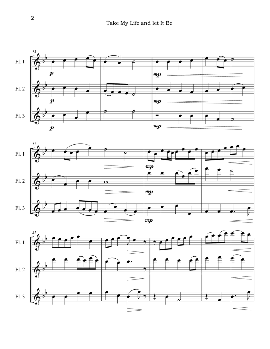 Take My Life and Let It Be Woodwind Trio scores gallery preview page 2