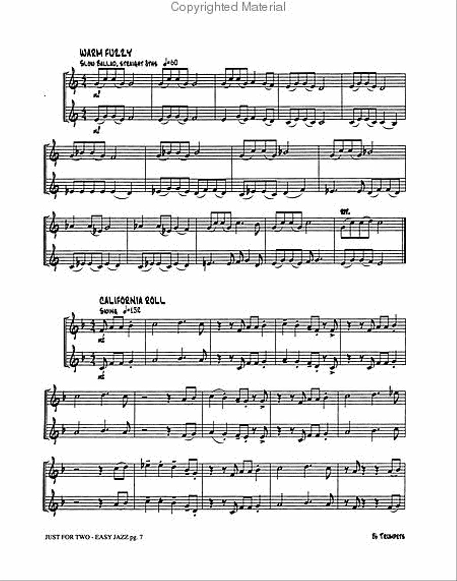 Just for Two Easy Jazz Just for Two Easy Jazz Trumpet Duet scores gallery preview page 3