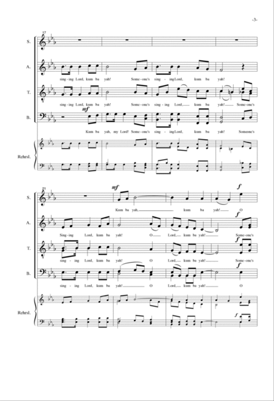 Kum Ba Yah 4-Part scores gallery preview page 3
