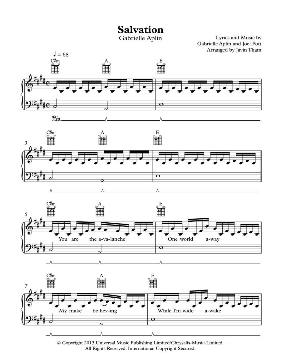 Salvation Piano, Vocal scores gallery preview page 1