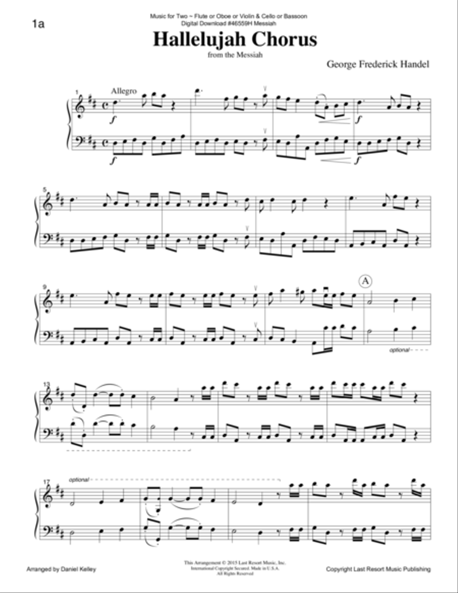 Handel's Messiah - Duet - for Flute or Oboe or Violin & Cello or Bassoon - Music for Two Large Ensemble scores gallery preview page 2