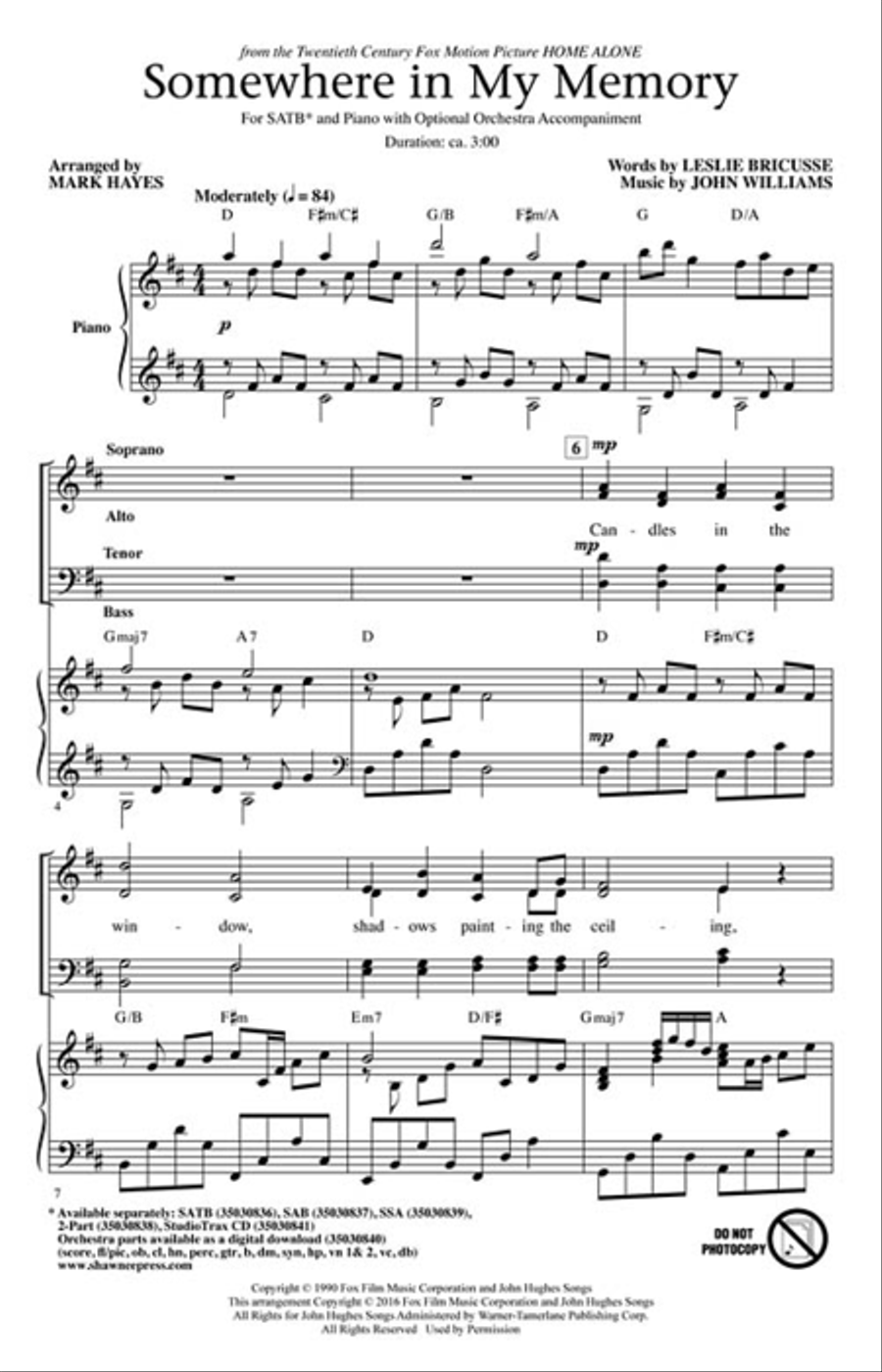 Somewhere in My Memory 4-Part scores gallery preview page 2