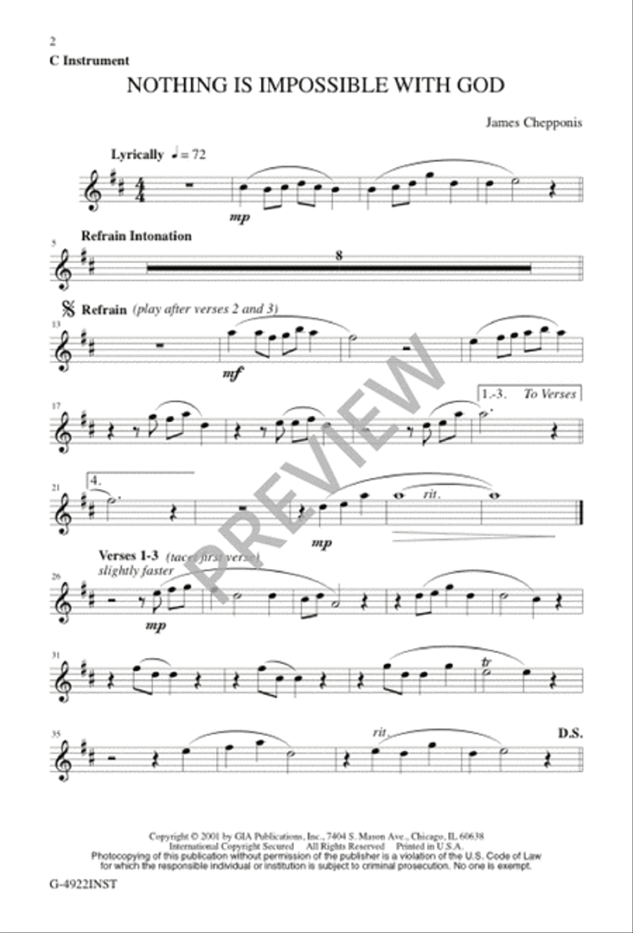 Nothing Is Impossible with God 4-Part scores gallery preview page 2