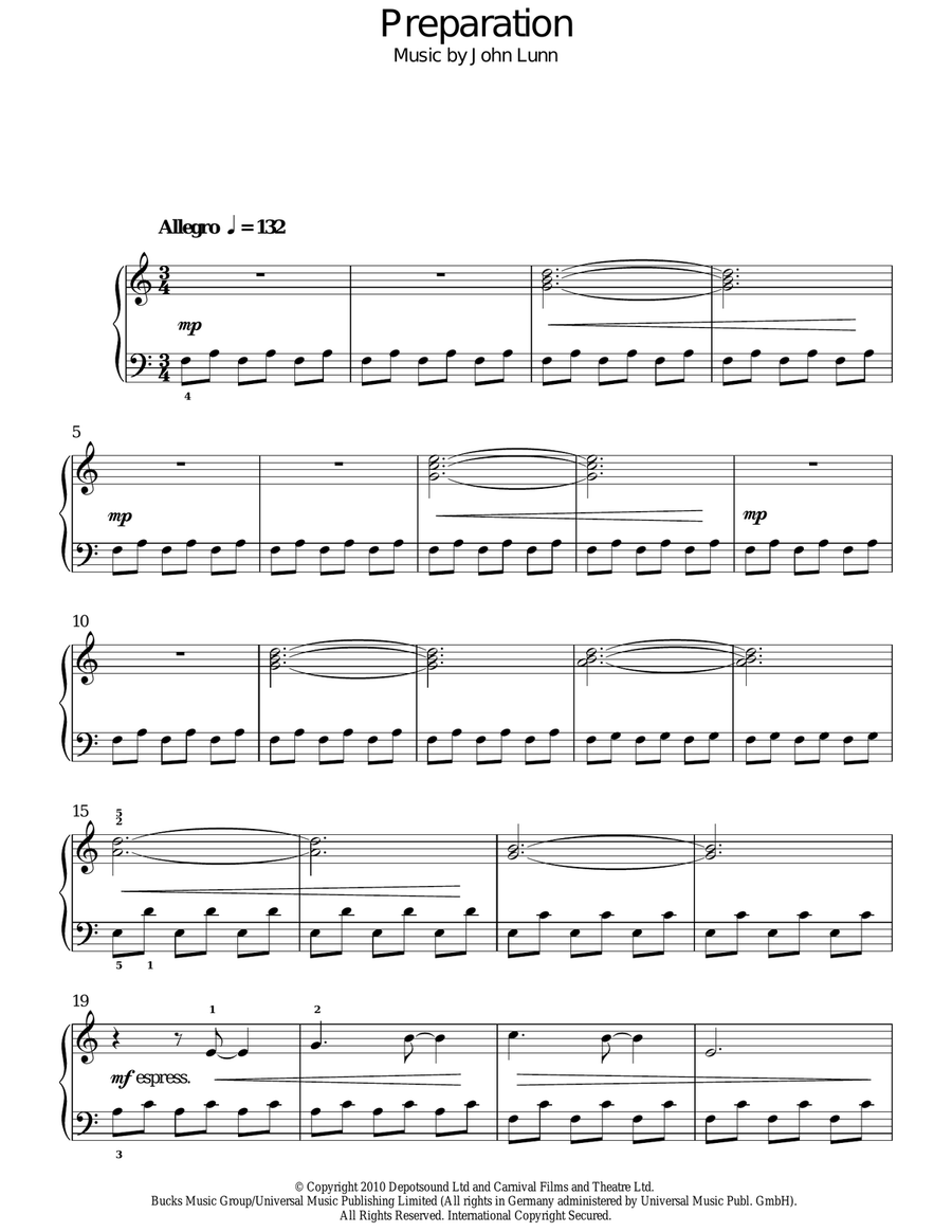Preparation Easy Piano scores gallery preview page 1