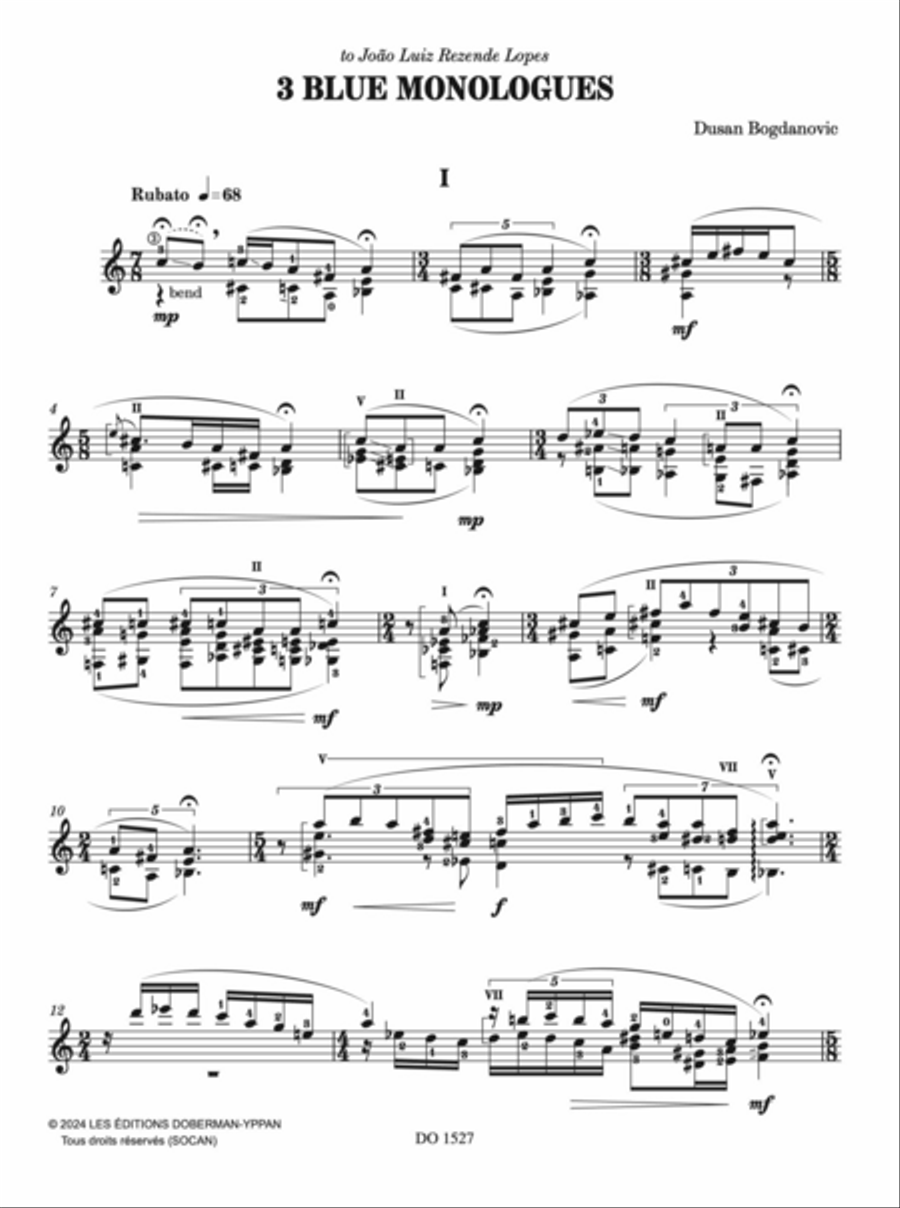 3 Blue monologues Classical Guitar scores gallery preview page 2