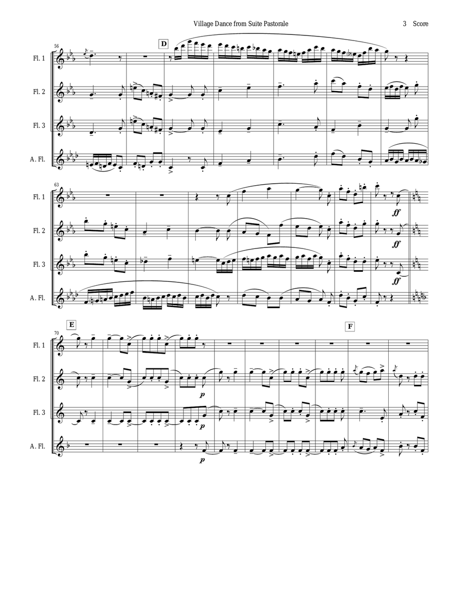 Chabrier - Village Dance for flute quartet Chabrier - Village Dance for flute quartet Flute Quartet scores gallery preview page 3
