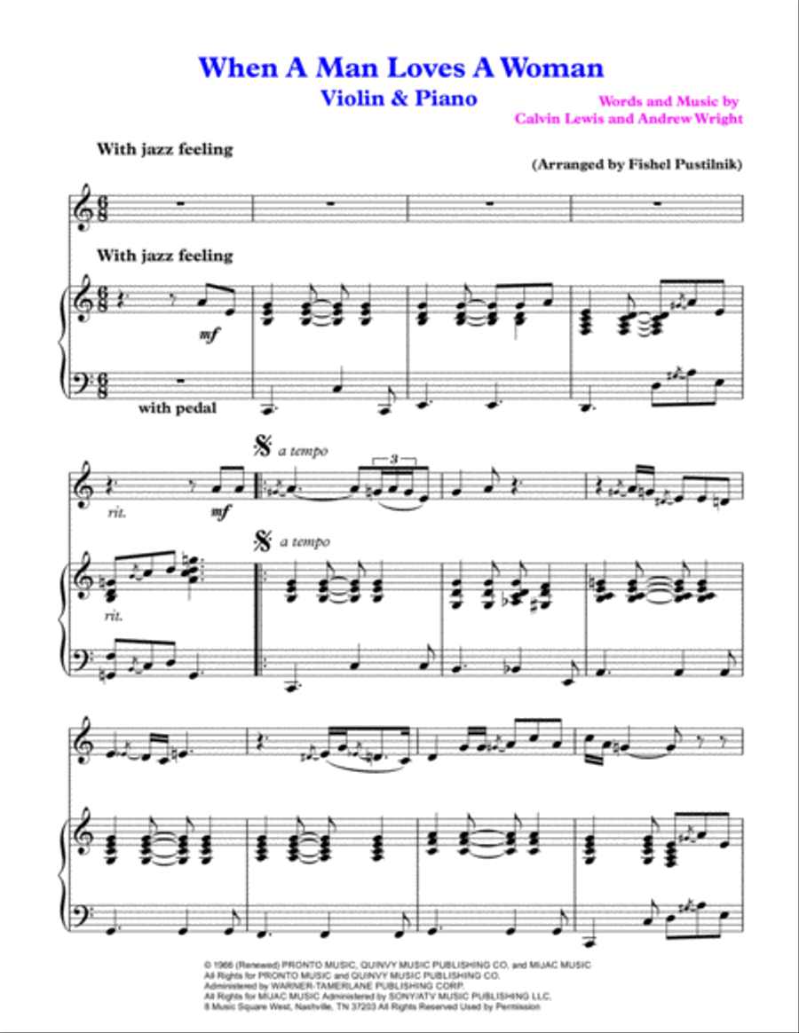 When A Man Loves A Woman Violin Solo scores gallery preview page 2