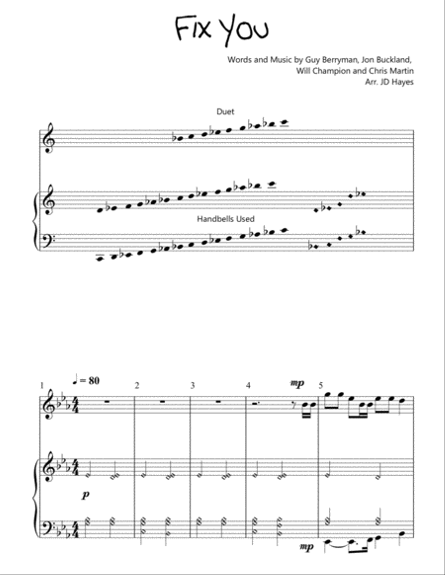 Fix You Handbell Choir scores gallery preview page 2