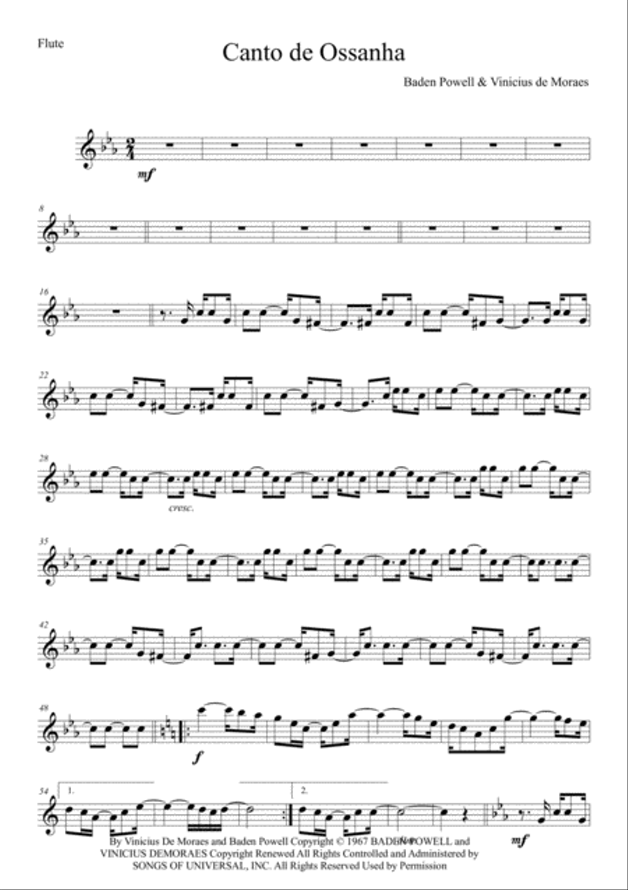 Canto De Ossanha Flute Solo scores gallery preview page 1