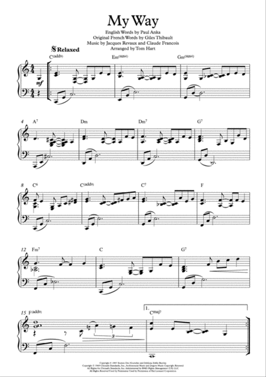 My Way Easy Piano scores gallery preview page 1