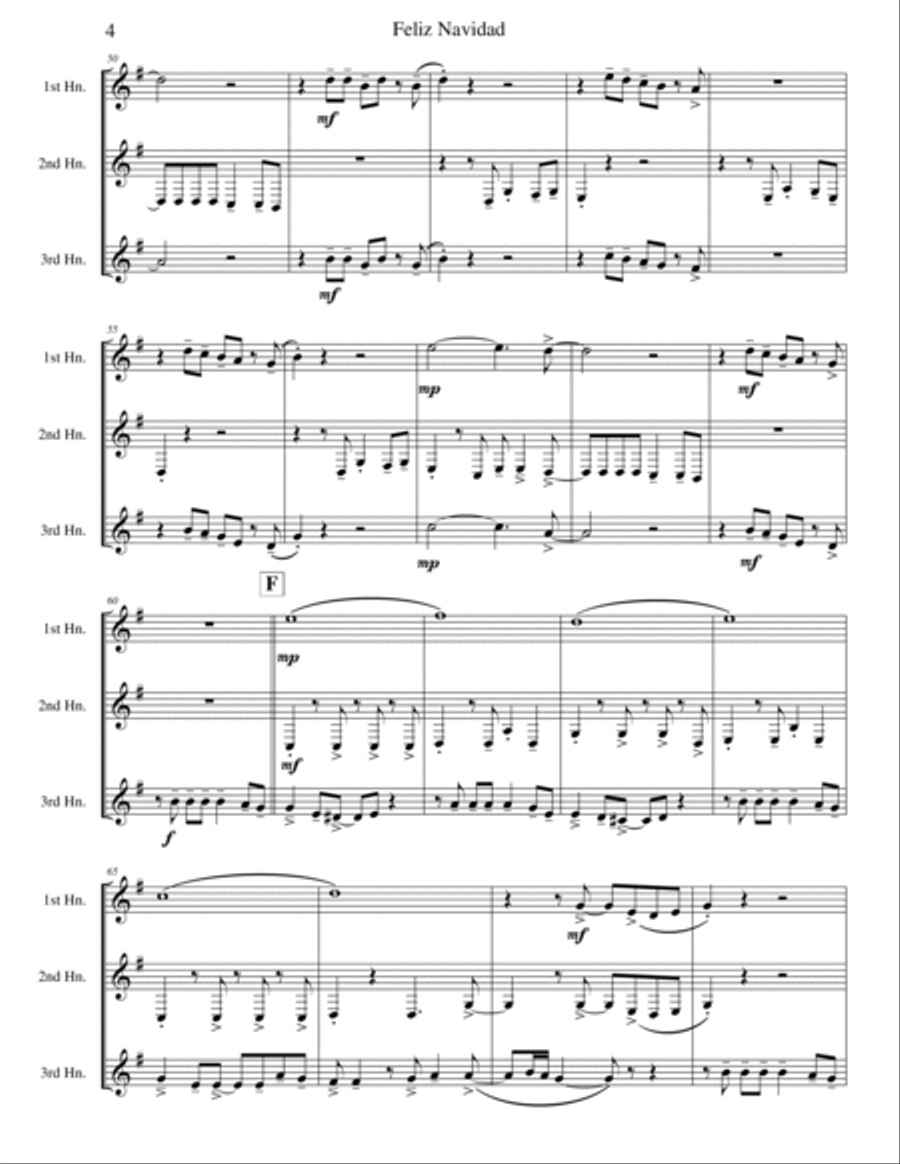 Feliz Navidad Brass Trio scores gallery preview page 4