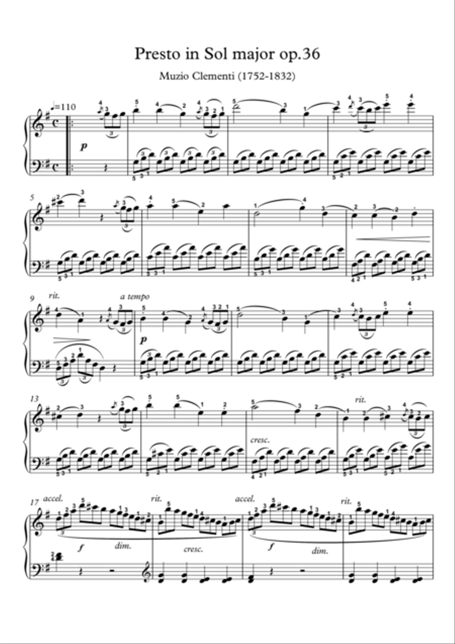 Presto in Sol majoR Presto in Sol majoR Piano Solo scores gallery preview page 1