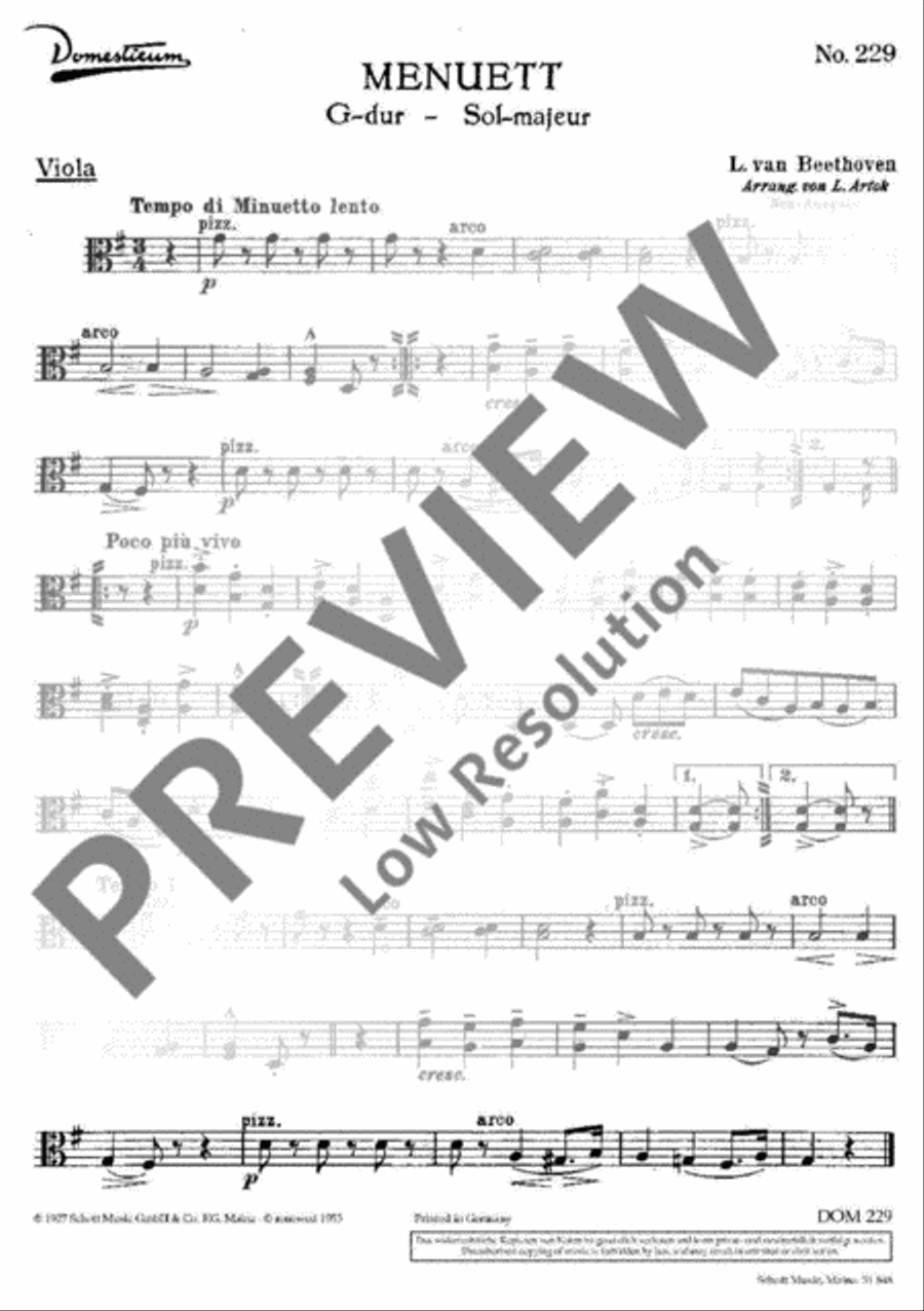 Menuet G Major Oboe scores gallery preview page 2