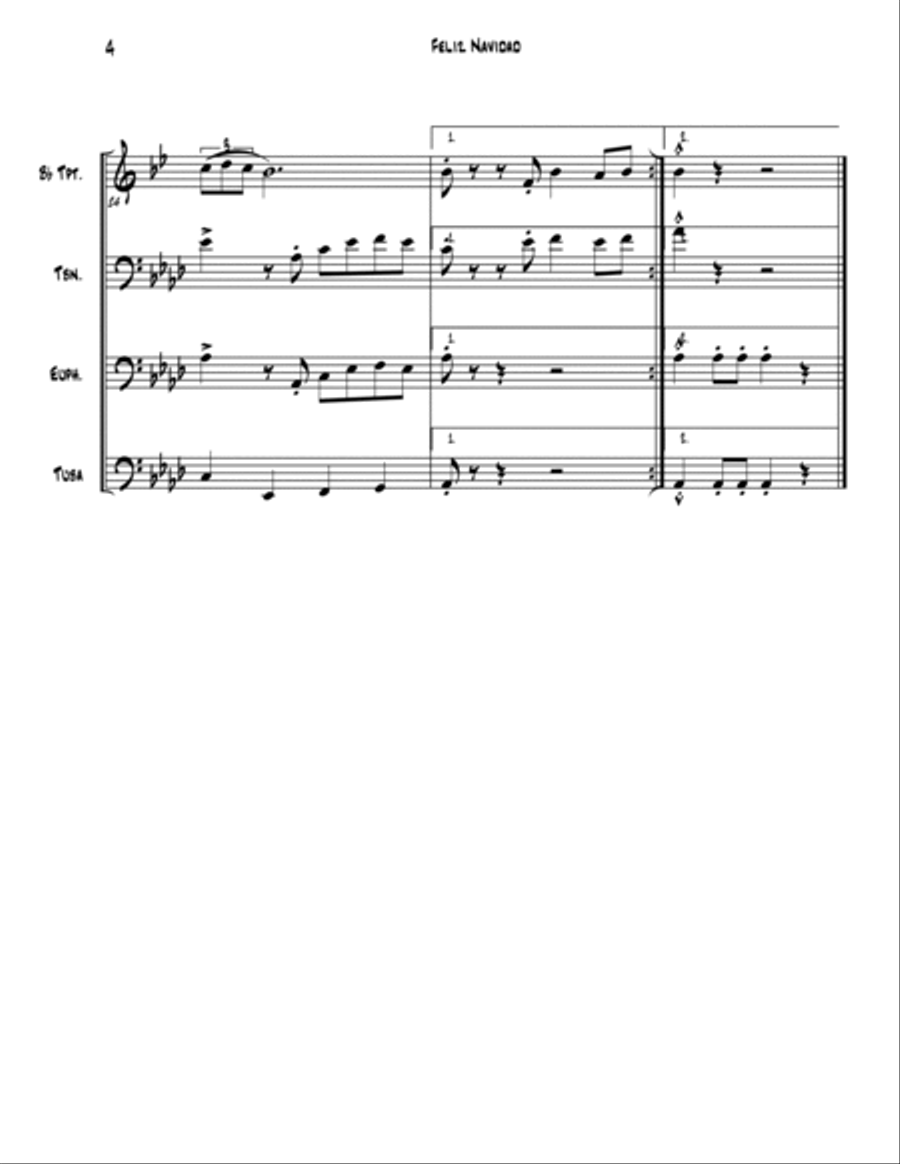 Feliz Navidad Brass Ensemble scores gallery preview page 4