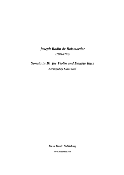 Joseph Boismortier (1689-1734) Sonata in Bb major for double bass and violin. Transcribed and edited
