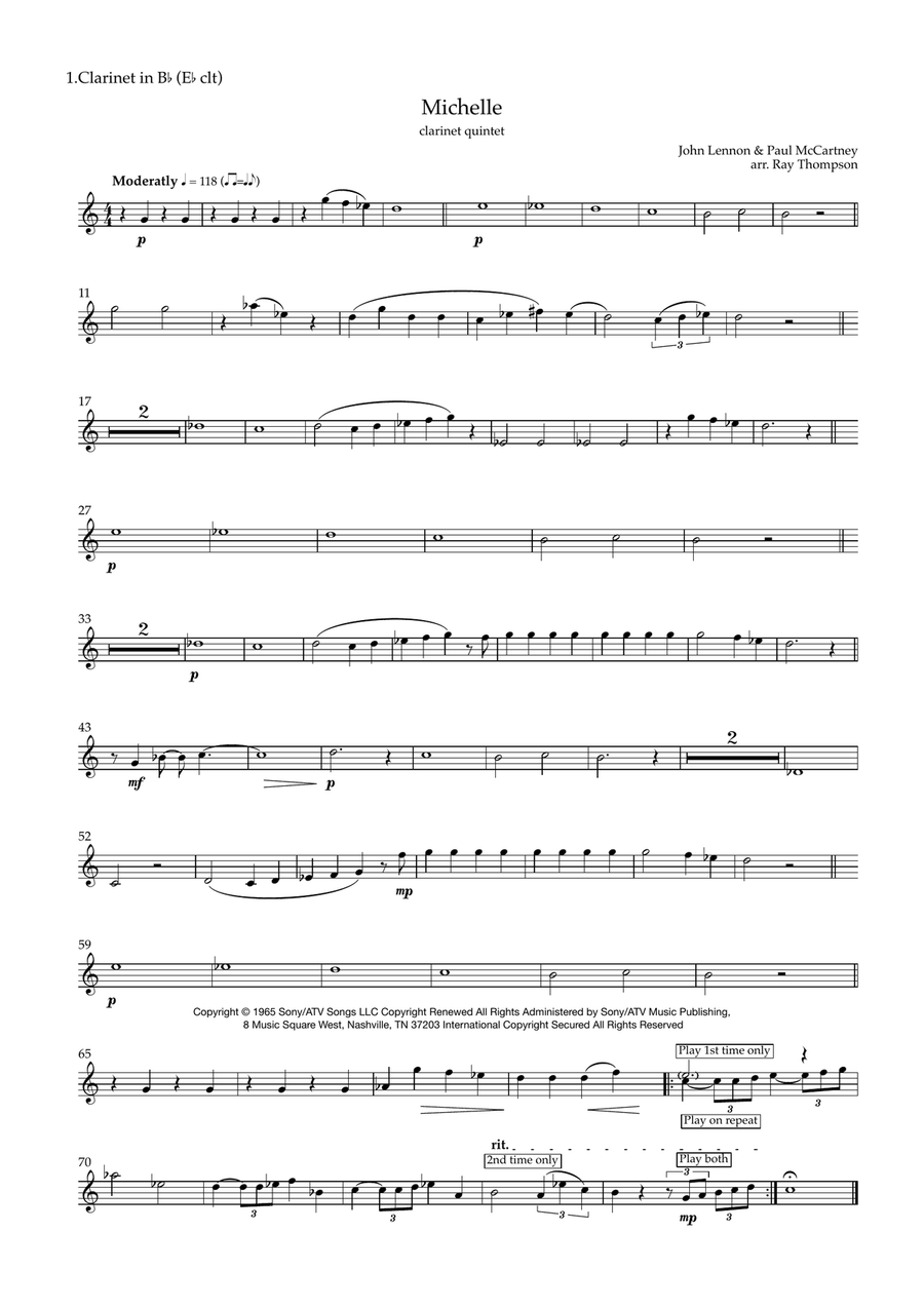 Michelle Clarinet Quintet scores gallery preview page 6