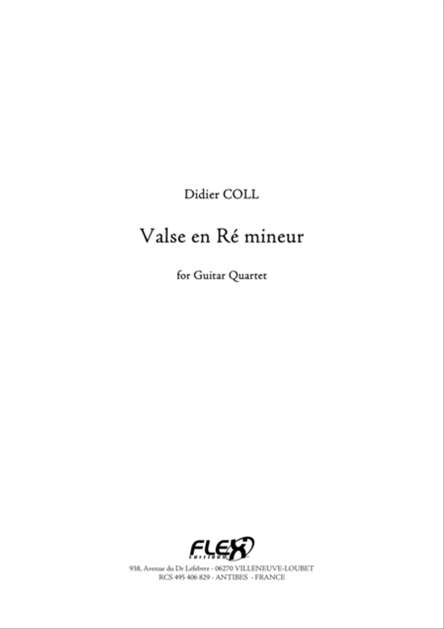 Valse en Re mineur for 4 Guitars Guitar Ensemble scores gallery preview page 1
