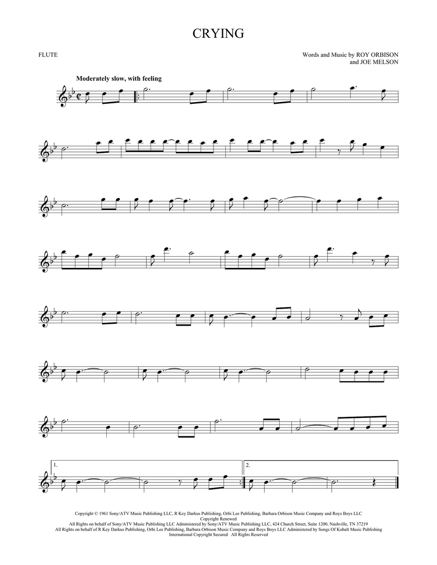 Crying Crying Flute Solo scores gallery preview page 1