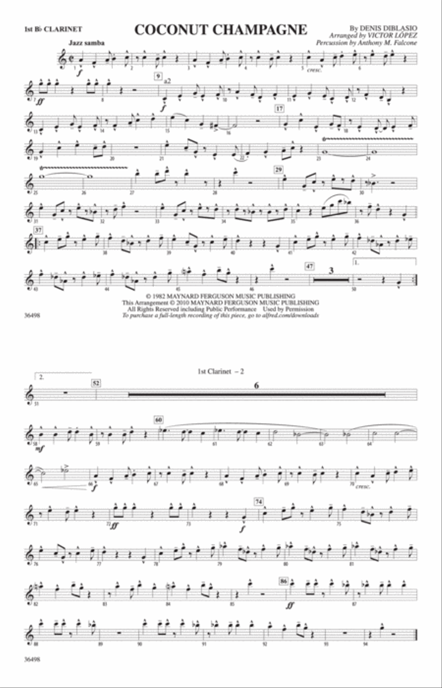Coconut Champagne: 1st B-flat Clarinet Marching Band scores gallery preview page 1