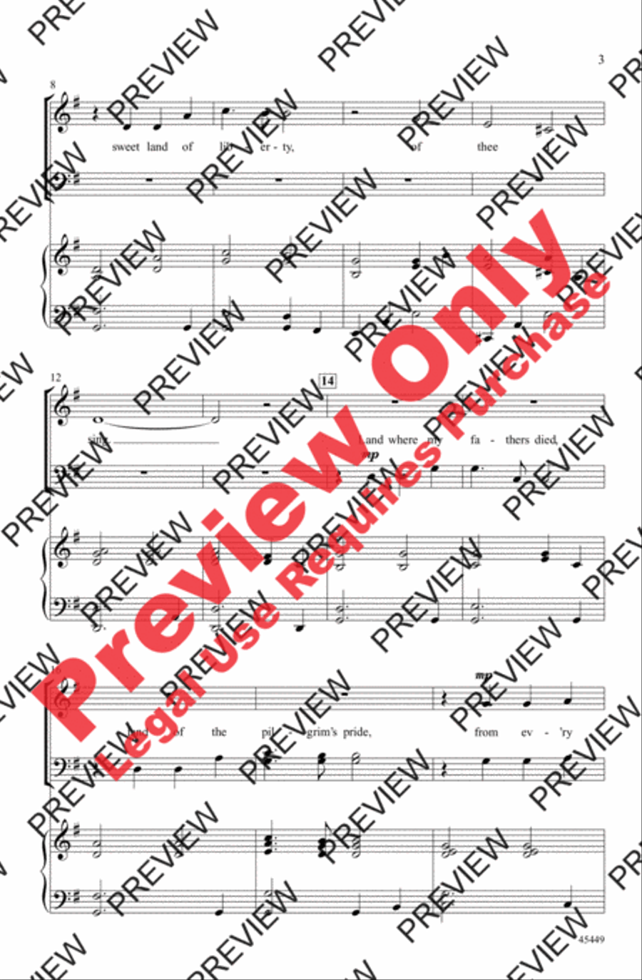 Let Freedom Ring! 4-Part scores gallery preview page 3