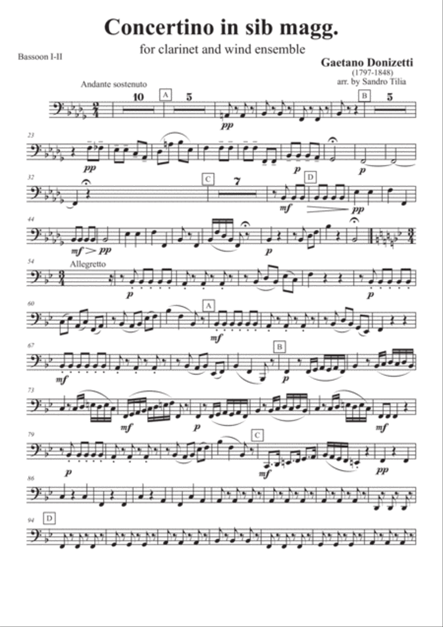 Gaetano Donizetti - Concertino in Sib maggiore - for clarinet and wind ensemble Small Ensemble scores gallery preview page 6