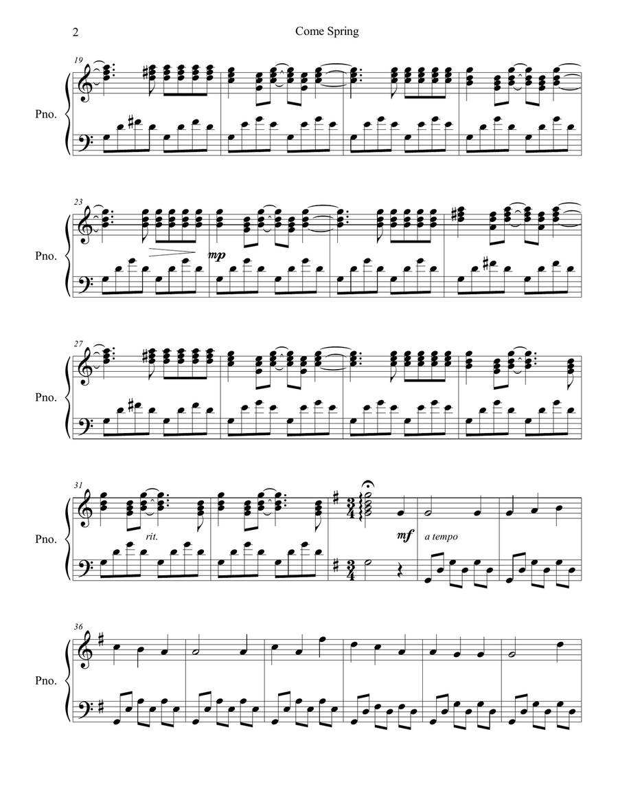 Come Spring Come Spring Piano Solo scores gallery preview page 2