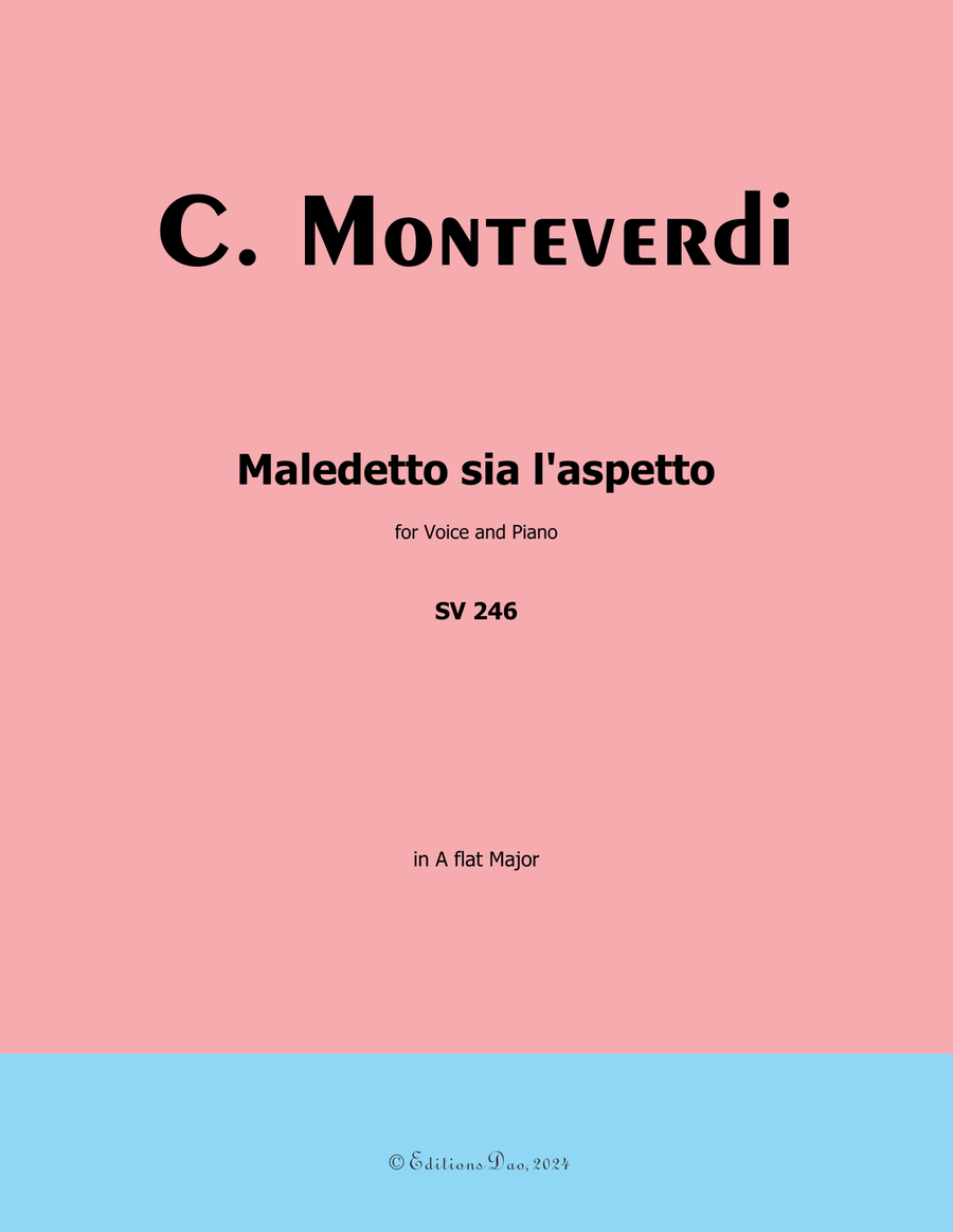 Maledetto sia l'aspetto, by Monteverdi, in A flat Major Piano, Vocal scores gallery preview page 1