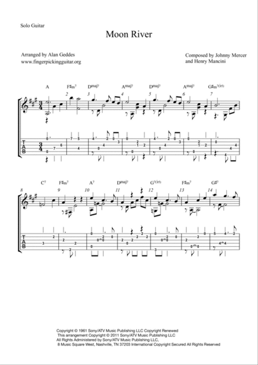Moon River Moon River Guitar Tablature scores gallery preview page 2