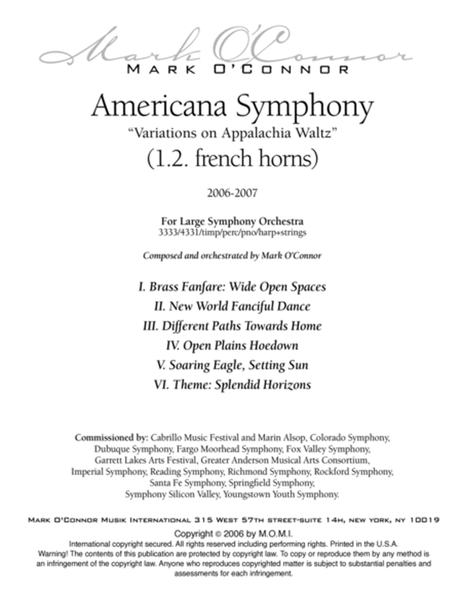 Americana Symphony "Variations on Appalachia Waltz" (brass parts – symphony orchestra) image number null