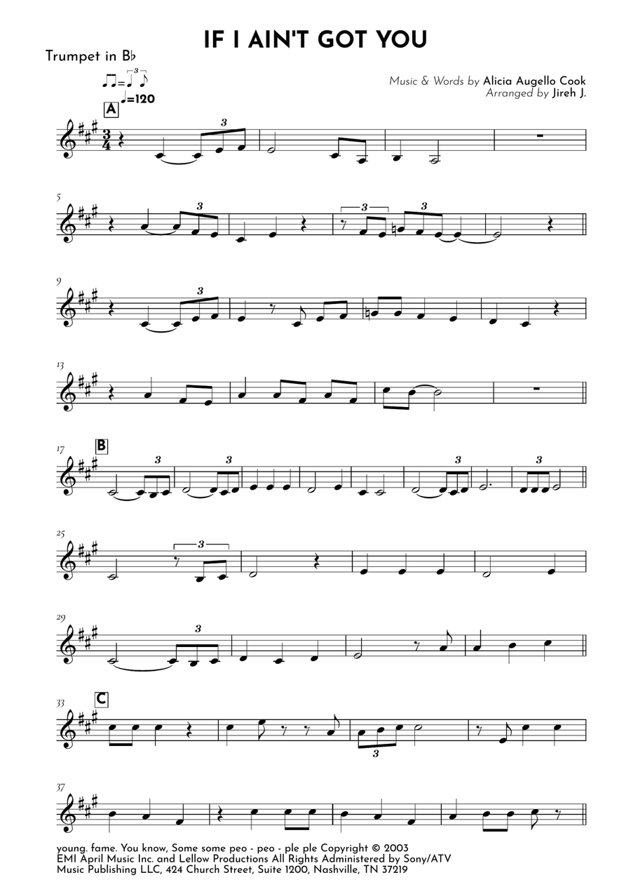 If I Ain't Got You If I Ain't Got You B-Flat Trumpet scores gallery preview page 2